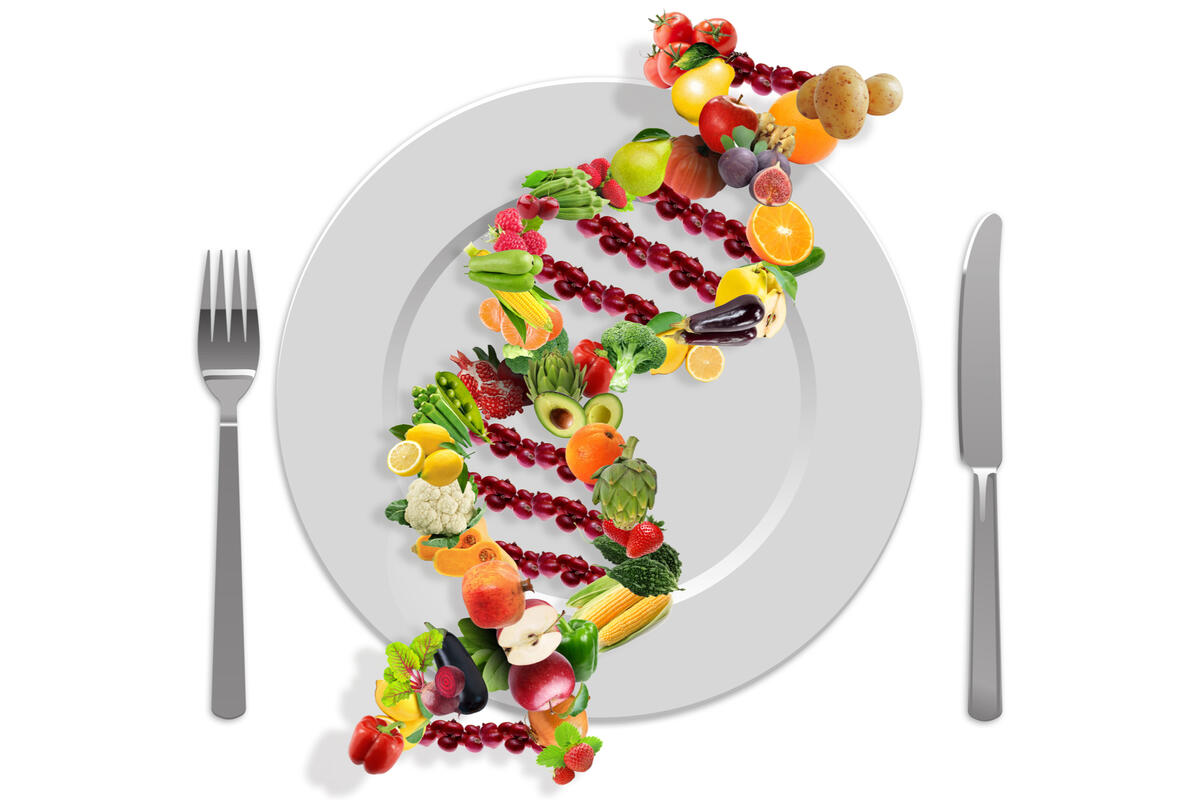 genes adn genetica comida plato tenedor cuchillo