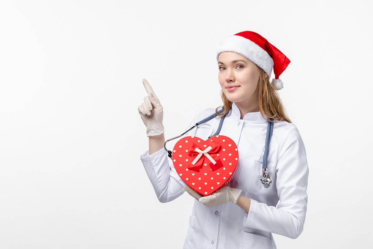 Doctora regalo salud navidad gorro santa Claus estetoscopio