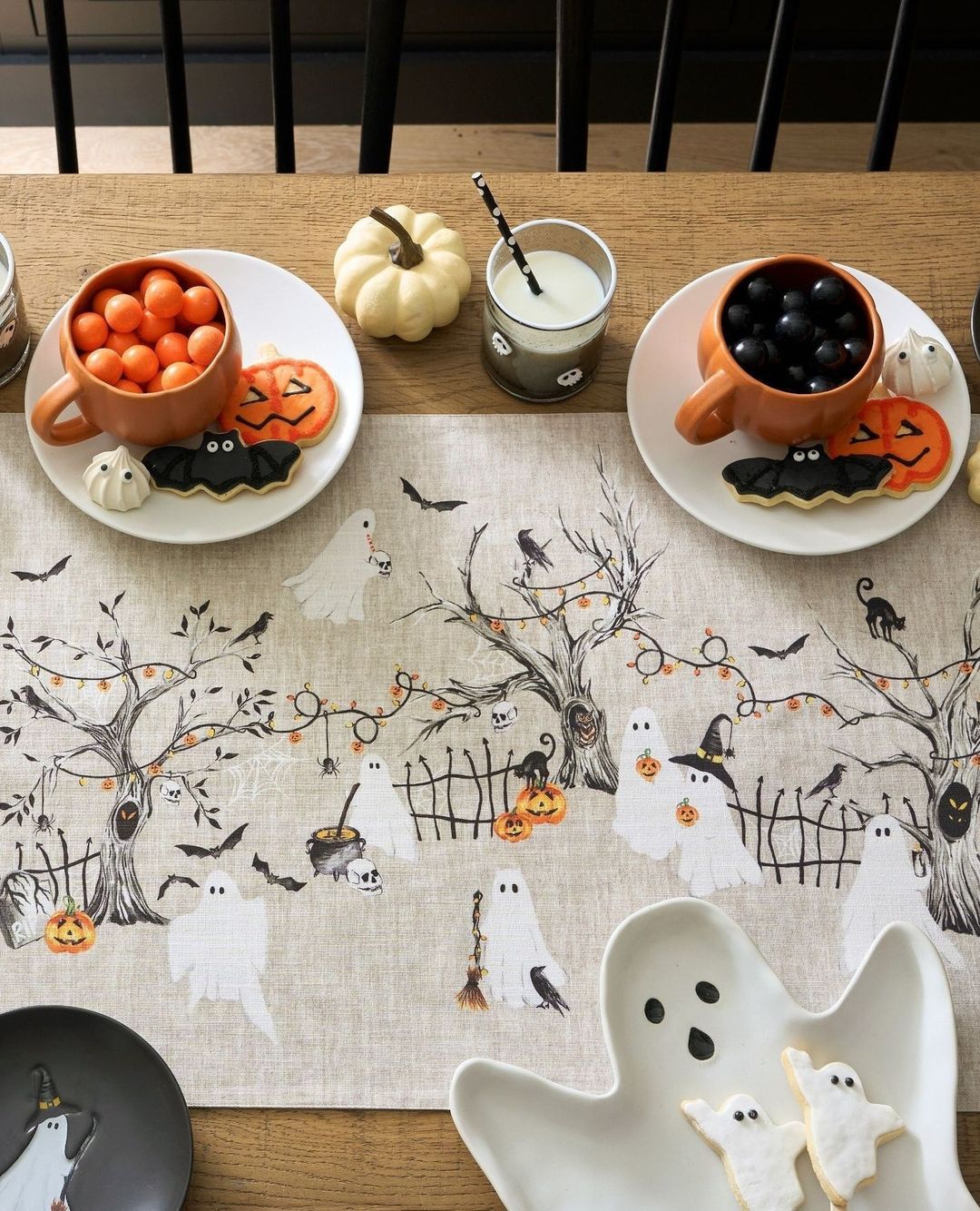 halloween decoracion mesa calabaza fantasma