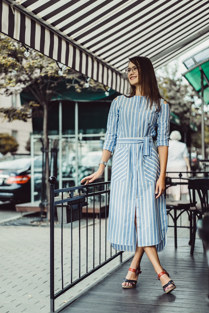 vestido camisero rayas azul