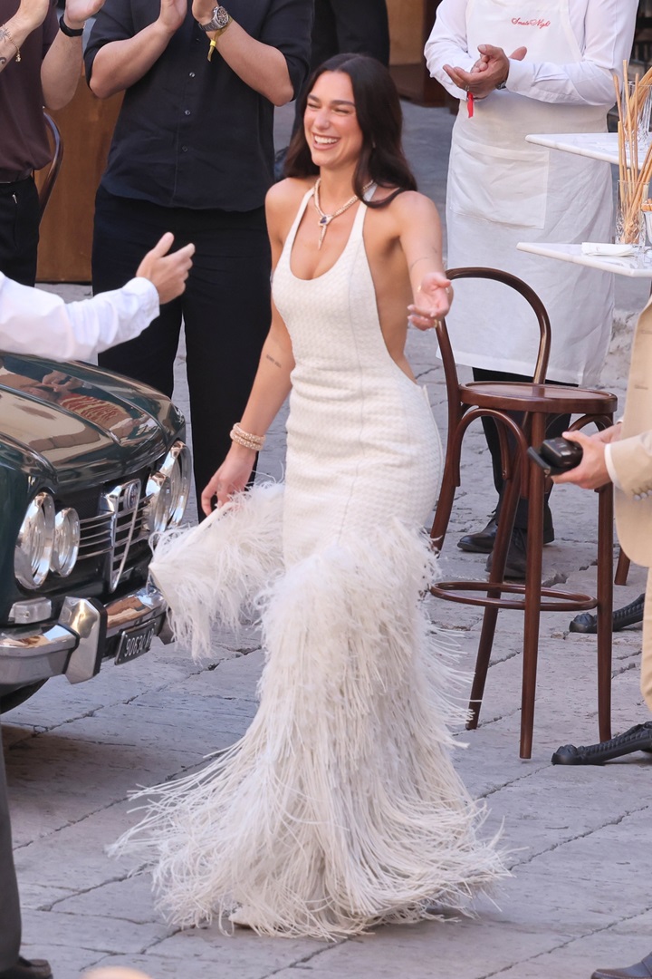 Dua Lipa and Callum Turner celebrate at pre-wedding party in Italy