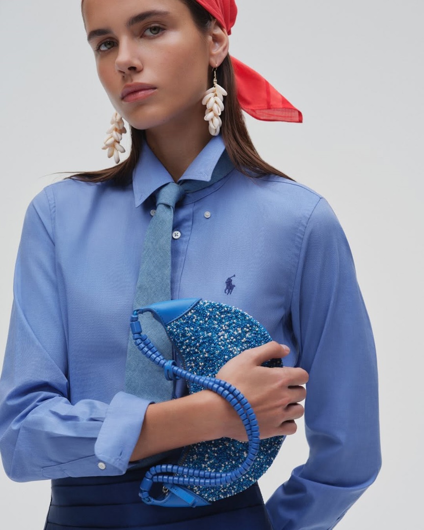 azul cerúleo Polo Ralph Lauren camisa bolso blusa