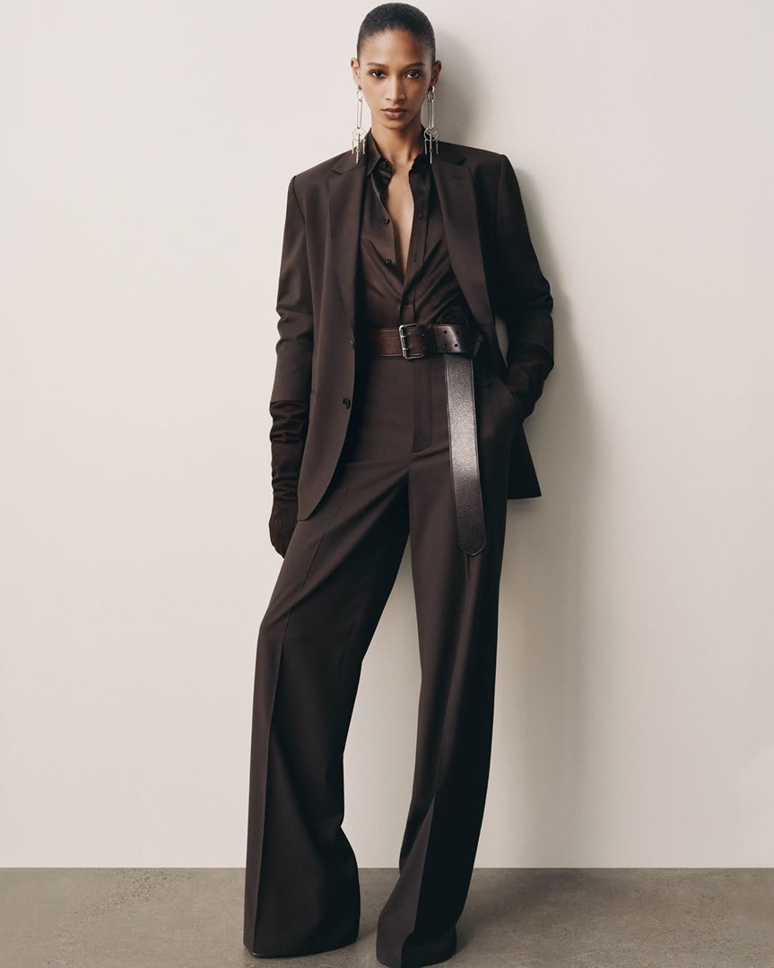 pantalón saco blazer Ralph Lauren total look ancho amplio negro