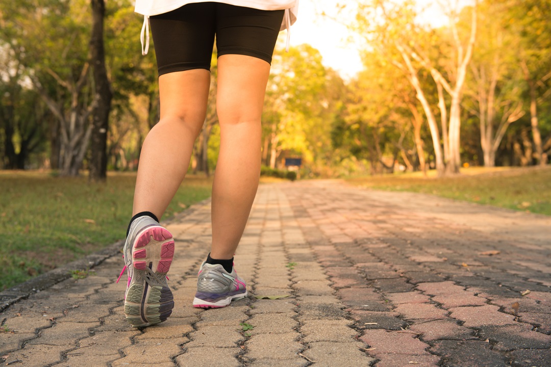 Fitness woman training and jogging in summer park