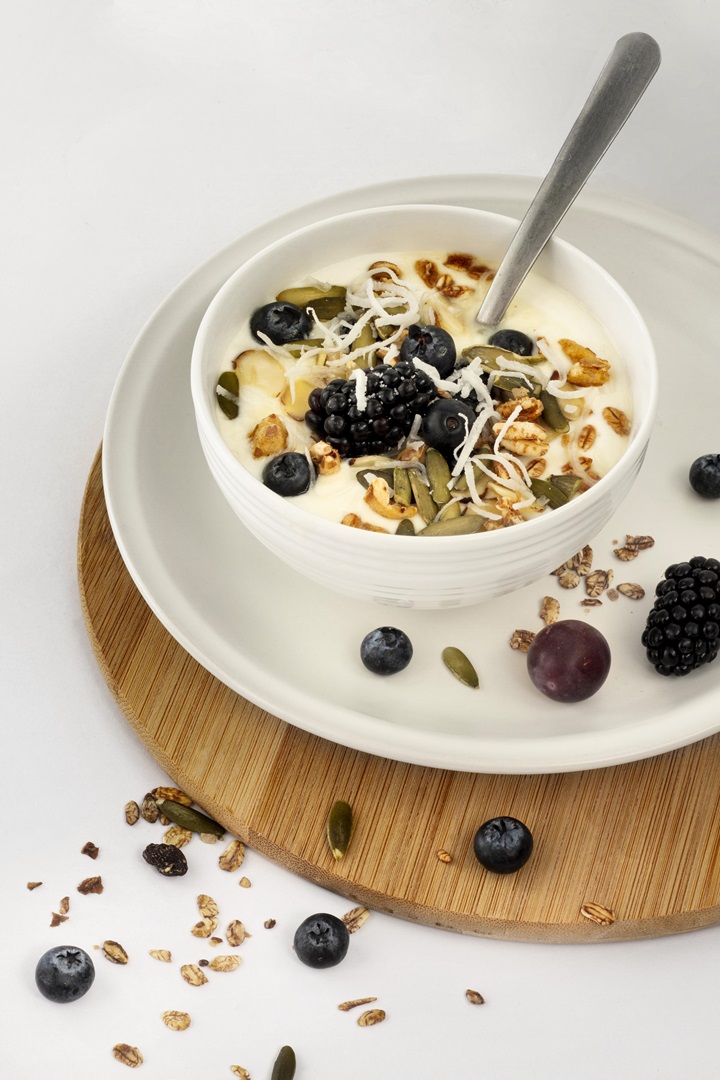 avena nuez frutos rojos yogur griego leche